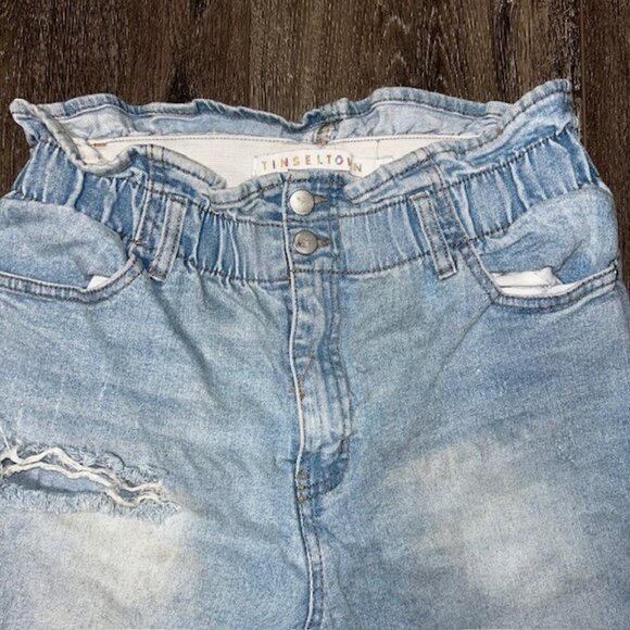 Tinseltown Women's Junior Size 7 Blue Skinny Distressed Light Wash Stretch Jean - Picture 3 of 6